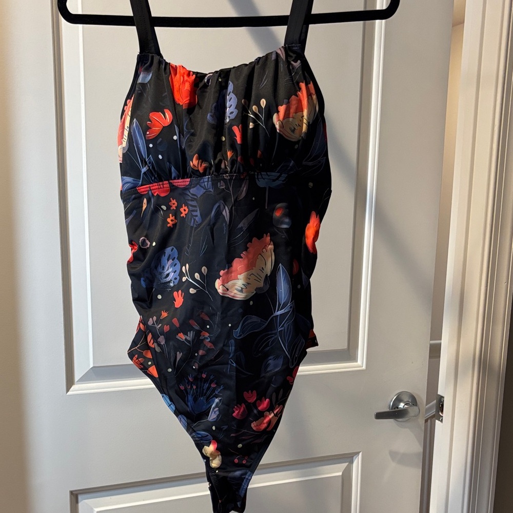 Floral Black One Piece Swimsuit